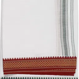 house of common Men's Cotton Thalapathy Dhoti (White, 2 m) Men's dhoti () Solid Men Dhoti-image-22
