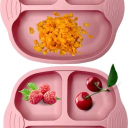 Pack of 2 Self-Feeding Baby Dish With Suction Cups,Toddler Plates,Microwave Safe- Silicone-picture-30