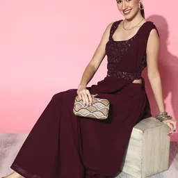Libas Classic Burgundy Shade Gorgeous Embroidered Lehenga with Solid Choli-picture-13