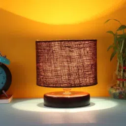 new era Classic Wooden Night Lamp with Jute Shade (Brown & Brown)-picture-31