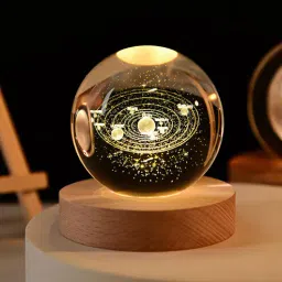 5 needs USB Power LED Wooden Base Galaxy Crystal Ball Night Lamp-picture-2