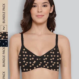LYRA Pack Of 2 Printed Combed Cotton Wirefree Secret Support Bra with Detachable Strap-38