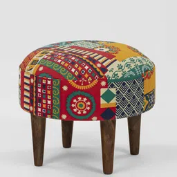 Chumbak Red & Green Printed Round Ottomans-19