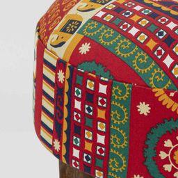 Chumbak Red & Green Printed Round Ottomans image 4