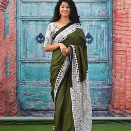clothonus Pure Cotton Block Print Saree image 1