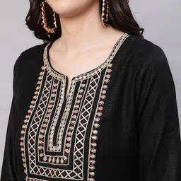 AKS Ethnic Motifs Yoke Design Regular Thread Work Kurta With Trousers & With Dupatta image 2