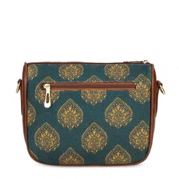 THE CLOWNFISH Ethnic Motifs Printed Jute Structured Sling Bag image 3