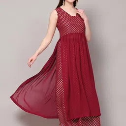 Poshak Hub Ethnic Motifs Yoke Design A-Line Kurta with Palazzos image 3