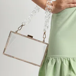 haute sauce by  campus sutra HAUTE SAUCE by Campus Sutra Transparent PU Structured Handheld Bag image 1