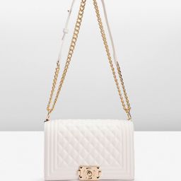 Lino Perros Geometric Textured Structured Shoulder Bag with Quilted Detail image 1