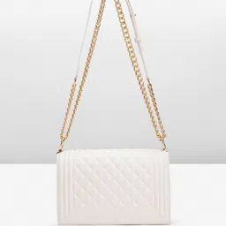 Lino Perros Geometric Textured Structured Shoulder Bag with Quilted Detail image 3