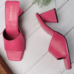 DressBerry Pink Open Toe Block Heels-28