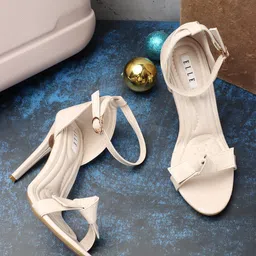 ELLE Open Toe Party Stiletto Heels With Bows & Ankle Loop-14