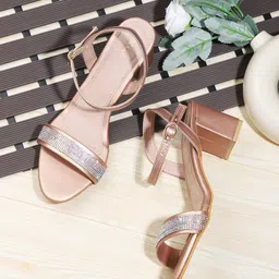 Gibelle Embellished Open Toe Block Heels-54