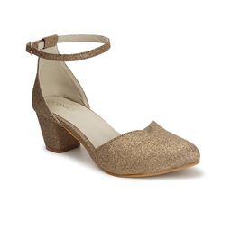 ICONICS Pointed Toe Embellished Block Pumps With Ankle Loop image 2