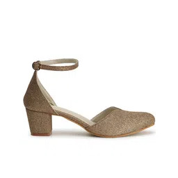 ICONICS Pointed Toe Embellished Block Pumps With Ankle Loop image 4