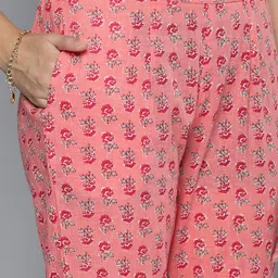 KALINI Ethnic Motifs Printed Regular Sequined Pure Cotton Kurta With Trousers & Dupatta image 4