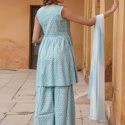 KALINI Geometric Printed Regular Gotta Patti Kurta & Sharara With Dupatta image 5