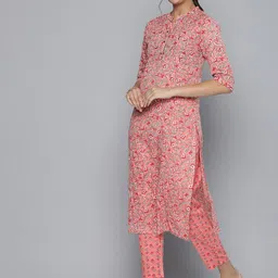 KALINI Ethnic Motifs Printed Regular Sequined Pure Cotton Kurta With Trousers & Dupatta image 5