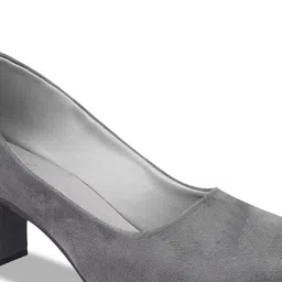 Try Me Pointed Toe Suede Block Pumps image 3