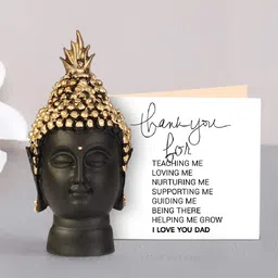 TIED RIBBONS Gold & Black Fathers Day Buddha Head Idol Showpiece with Card-image-48