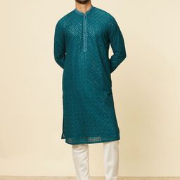 Twamev Men Ethnic Motifs Embroidered Regular Sequinned Kurta with Churidar-image-41