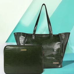 Bagsy Malone Textured Structured Vegan Leather Tote Bag With Laptop Sleeve-15