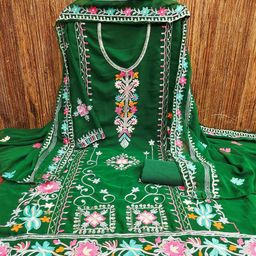 KALINI Ethnic Motifs Embroidered Silk Georgette Sequinned Unstitched Dress Material-image-66