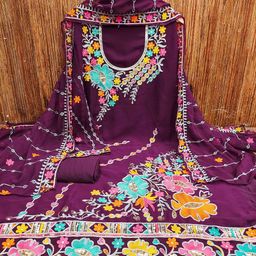 KALINI Ethnic Motifs Embroidered Silk Georgette Sequinned Unstitched Dress Material-image-59