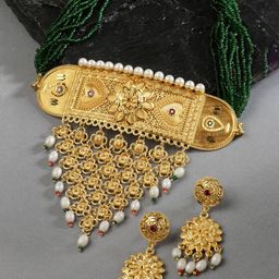 Kennice Gold-Plated Artificial Beads & Stones Jewellery Set-10