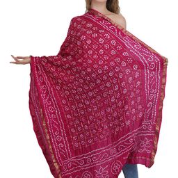Exotic India Bandhani Printed Silk Dupatta-21