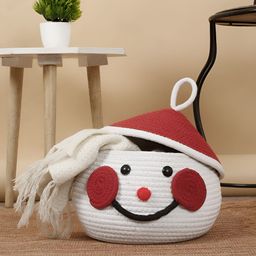 FABINALIV Red & White Self Design Cotton Reusable Organisers with Lid-39