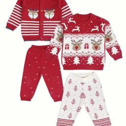 Greendeer Kids Pack Of 4 Self Design Pure Cotton Clothing Set-2