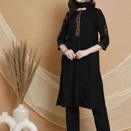 Nayam By Lakshita Women Embroidered Regular Mirror Work Kurta with Palazzos & With Dupatta-picture-4