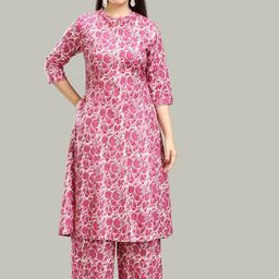 COTTON CULTURE Women Floral Printed Regular Pure Cotton Kurta with Palazzos-image-61