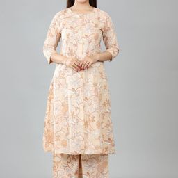 COTTON CULTURE Floral Printed Regular Pure Cotton Straight Kurta with Palazzos-image-91