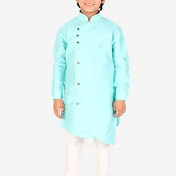 Pro-Ethic STYLE DEVELOPER Boys Turquoise Blue Pure Silk Kurta with Pyjamas-picture-19