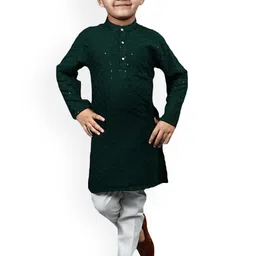 BAESD Boys Ethnic Motifs Embroidered Regular Sequinned Straight Kurta with Pyjamas-34