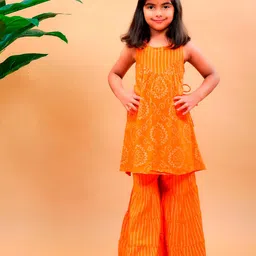 BAESD Girls Bandhani Printed Regular Kurta with Sharara-picture-12