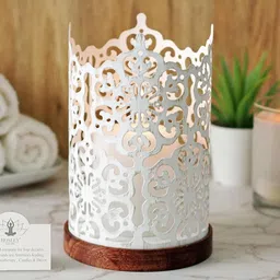 HOSLEY White & Brown Textured Tea -Light Candle Holder-image-49