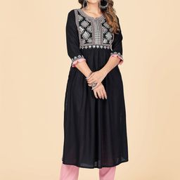 KALINI Women Ethnic Motifs Embroidered Pleated Mirror Work Kurta with Trouser-picture-31