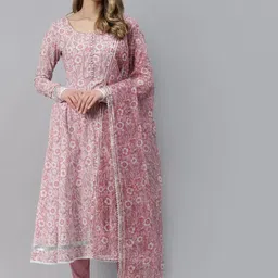 Divena Women Pink Printed Empire Gotta Patti Pure Cotton Kurti with Trousers & With Dupatta-image-75