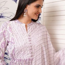 Vishudh Pink Ethnic Motifs Printed Regular Pure Cotton Kurta with Trouser & Dupatta-picture-5