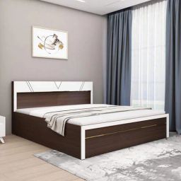 mintwud from pepperfry Sora King Size Bed in Dark Elm & Frosty White Color with Hydraulic Storage-picture-6