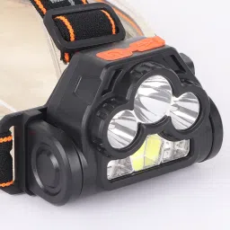 ecosky USB LED Rechargeable Headlamp Torch With Warning RED and blue Indicator light Torch image 2