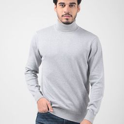 numero uno Men Solid Turtle Neck Grey Sweater-picture-7