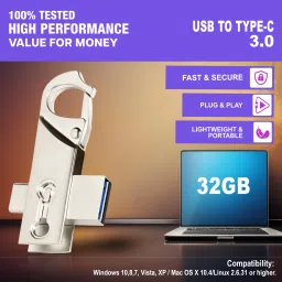 SYSTICK USB TYPE-C 3.0(32GB)/DUAL FLASHDRIVE/USB TO TYPE-C 32 GB OTG Drive Compatible with Audio Player, Desktop Computer, Gaming Console, Laptop, Mobile, Television USB 3.0 Metal Case image 4