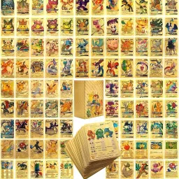 Pokemonne Cards 110 Pcs Golden Metal Vmax Vx Gx Basic Cards Deck Box Pack-image-27