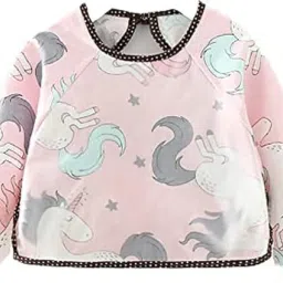 Baby Bibs Sleeves Waterproof Feeding Bibs Infant Toddler- Pink Horse, 1-3 Years-18