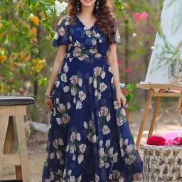 Women Fit and Flare Blue Maxi/Full Length Dress-image-58